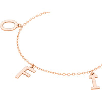 Olas d'Oro - 14K Rose Gold Personalized Block Initial Dangle Necklace - 2.20 Grams