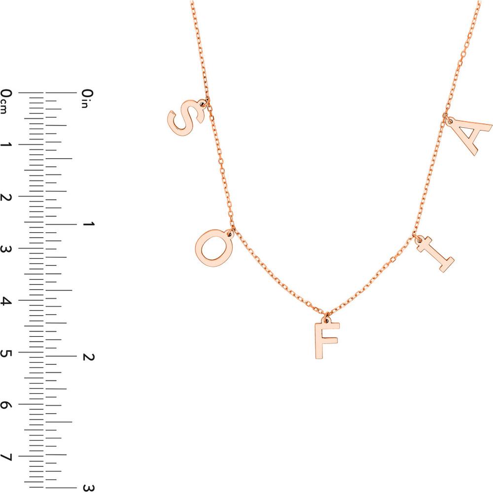 Olas d'Oro - 14K Rose Gold Personalized Block Initial Dangle Necklace - 2.20 Grams