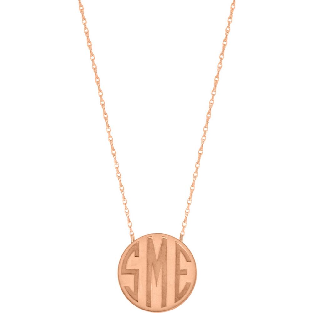 Olas d'Oro - 14K Rose Gold Personalized Small Block Monogram Pendant Necklace - Custom Initials - 4.90g