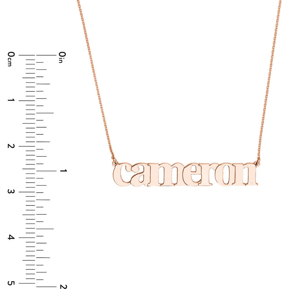 Olas d'Oro - 14K Rose Gold Personalized Typewriter Font Nameplate Necklace - 5mm High Letters