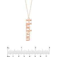 Olas d'Oro - 14K Rose Gold Personalized Vertical Typewriter Font Necklace - 7mm Pendant