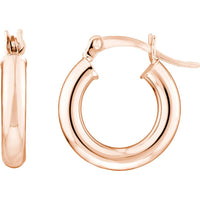 Olas d'Oro - 14K Rose Gold Polished 3mm x 15mm Hoop Earrings - 1.20 Grams Total Weight
