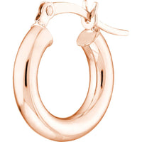 Olas d'Oro - 14K Rose Gold Polished 3mm x 15mm Hoop Earrings - 1.20 Grams Total Weight