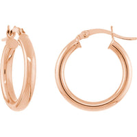 Olas d'Oro - 14K Rose Gold Polished 3mm x 20mm Hoop Earrings