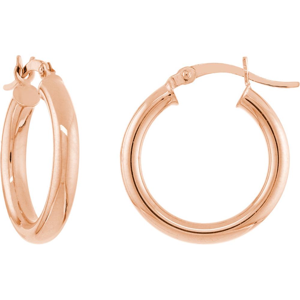 Olas d'Oro - 14K Rose Gold Polished 3mm x 20mm Hoop Earrings