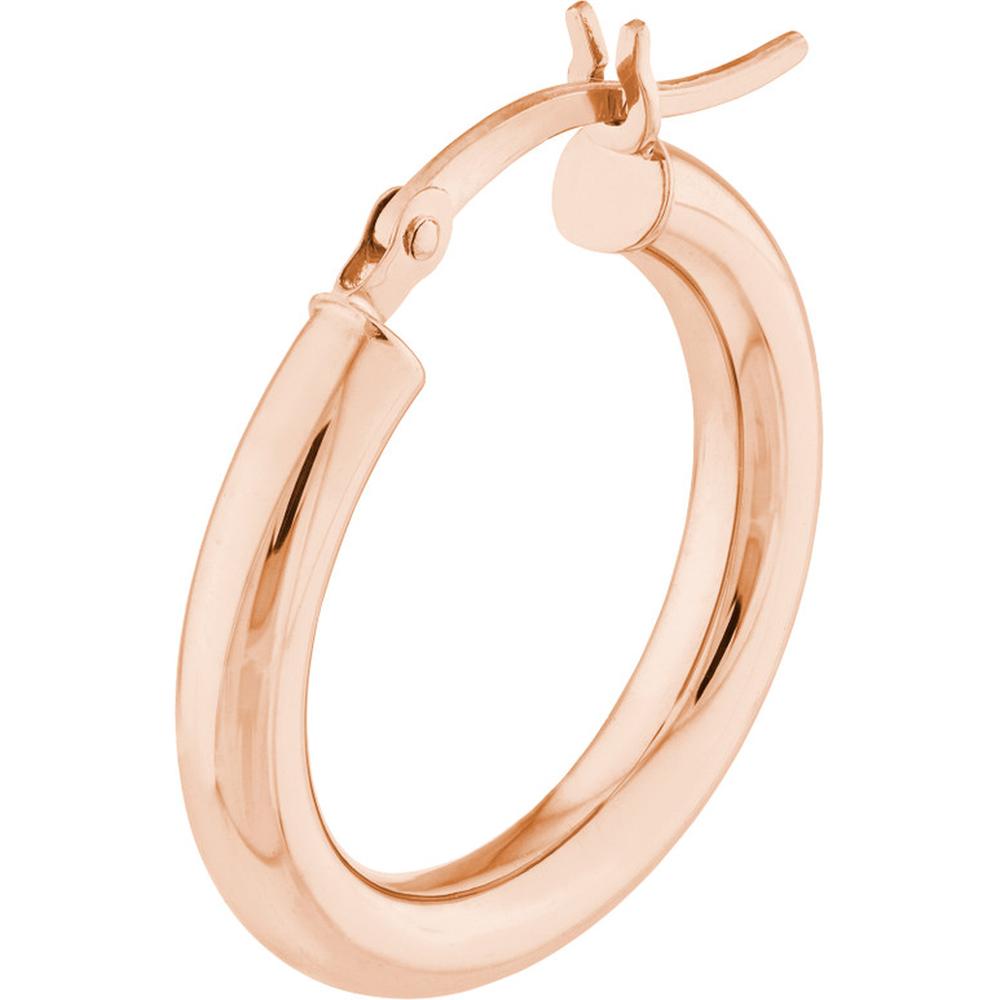 Olas d'Oro - 14K Rose Gold Polished 3mm x 20mm Hoop Earrings