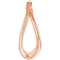Olas d'Oro - 14K Rose Gold Polished and Satin Twisted Hoop Earrings - 1.50g Total Weight