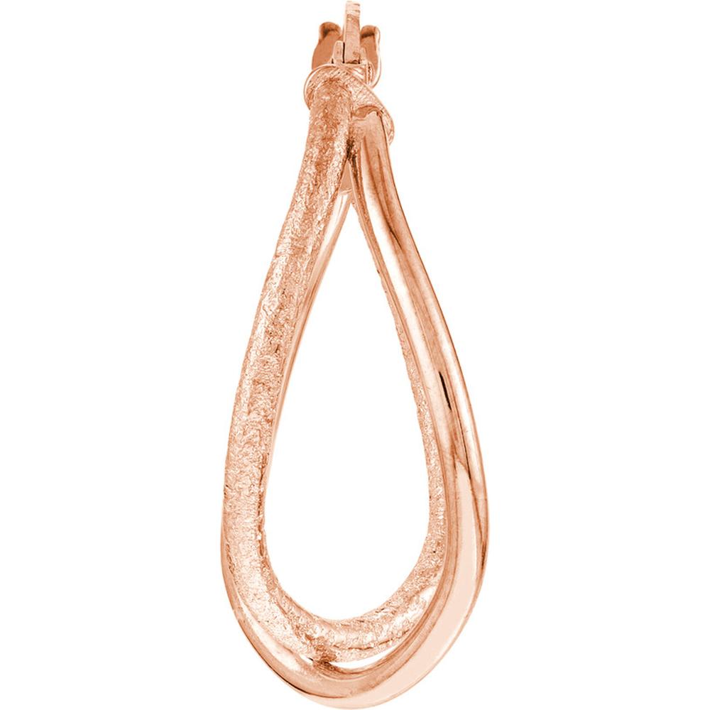 Olas d'Oro - 14K Rose Gold Polished and Satin Twisted Hoop Earrings - 1.50g Total Weight