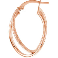 Olas d'Oro - 14K Rose Gold Polished and Satin Twisted Hoop Earrings - 1.50g Total Weight