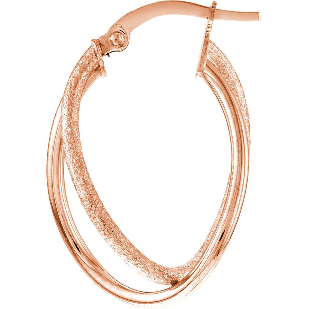 Olas d'Oro - 14K Rose Gold Polished and Satin Twisted Hoop Earrings - 1.50g Total Weight