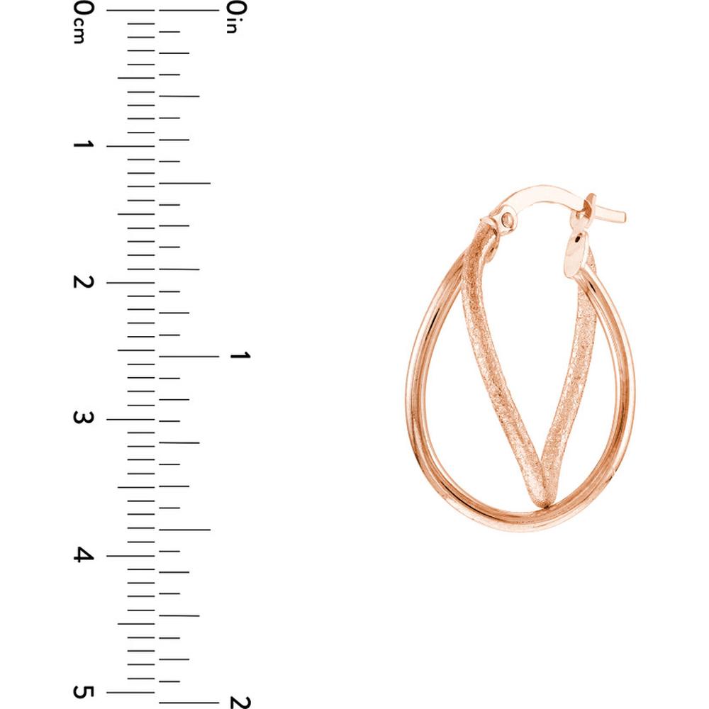 Olas d'Oro - 14K Rose Gold Polished and Satin Twisted Hoop Earrings - 1.50g Total Weight