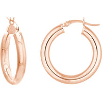 Olas d'Oro - 14K Rose Gold Polished Hoop Earrings - 25mm x 4mm