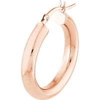 Olas d'Oro - 14K Rose Gold Polished Hoop Earrings - 25mm x 4mm