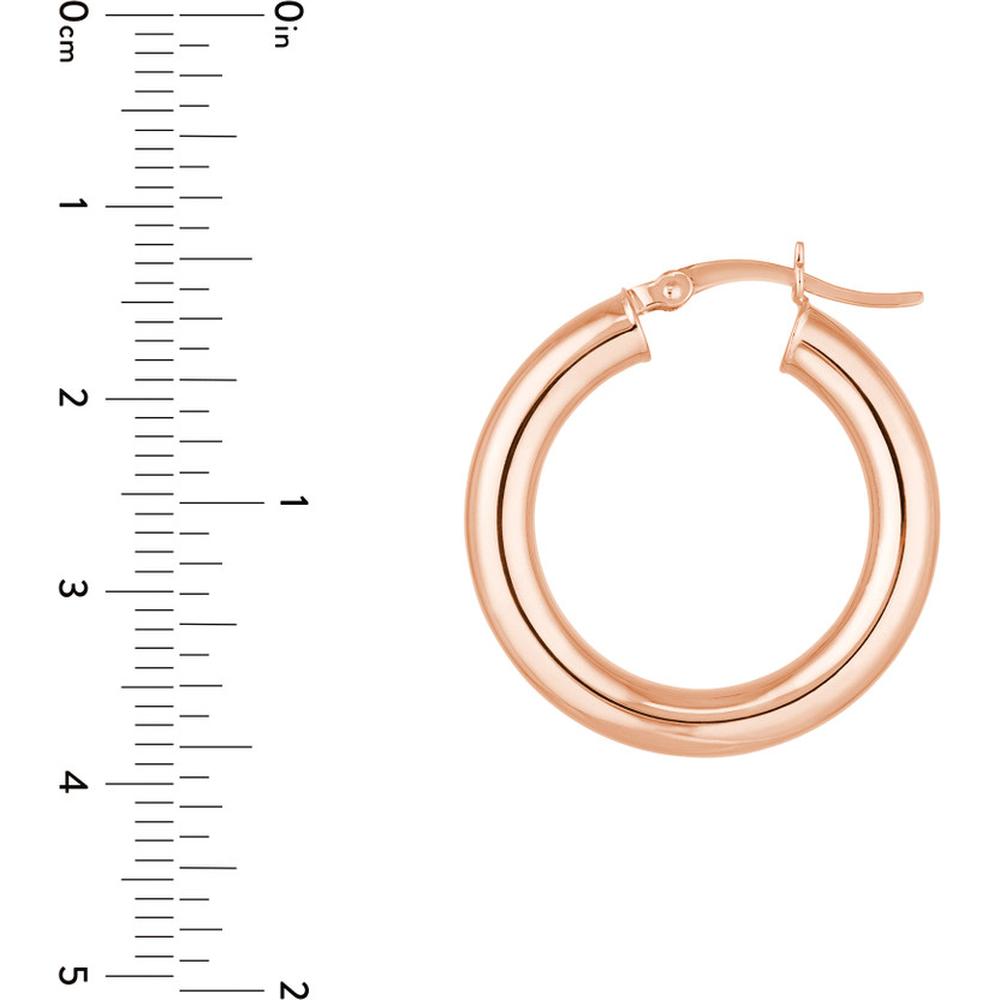 Olas d'Oro - 14K Rose Gold Polished Hoop Earrings - 25mm x 4mm