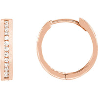 Olas d'Oro - 14K Rose Gold Reversible CZ Hoop Earrings with Snap-Lock Clasp - 2.20 Grams Total Weight