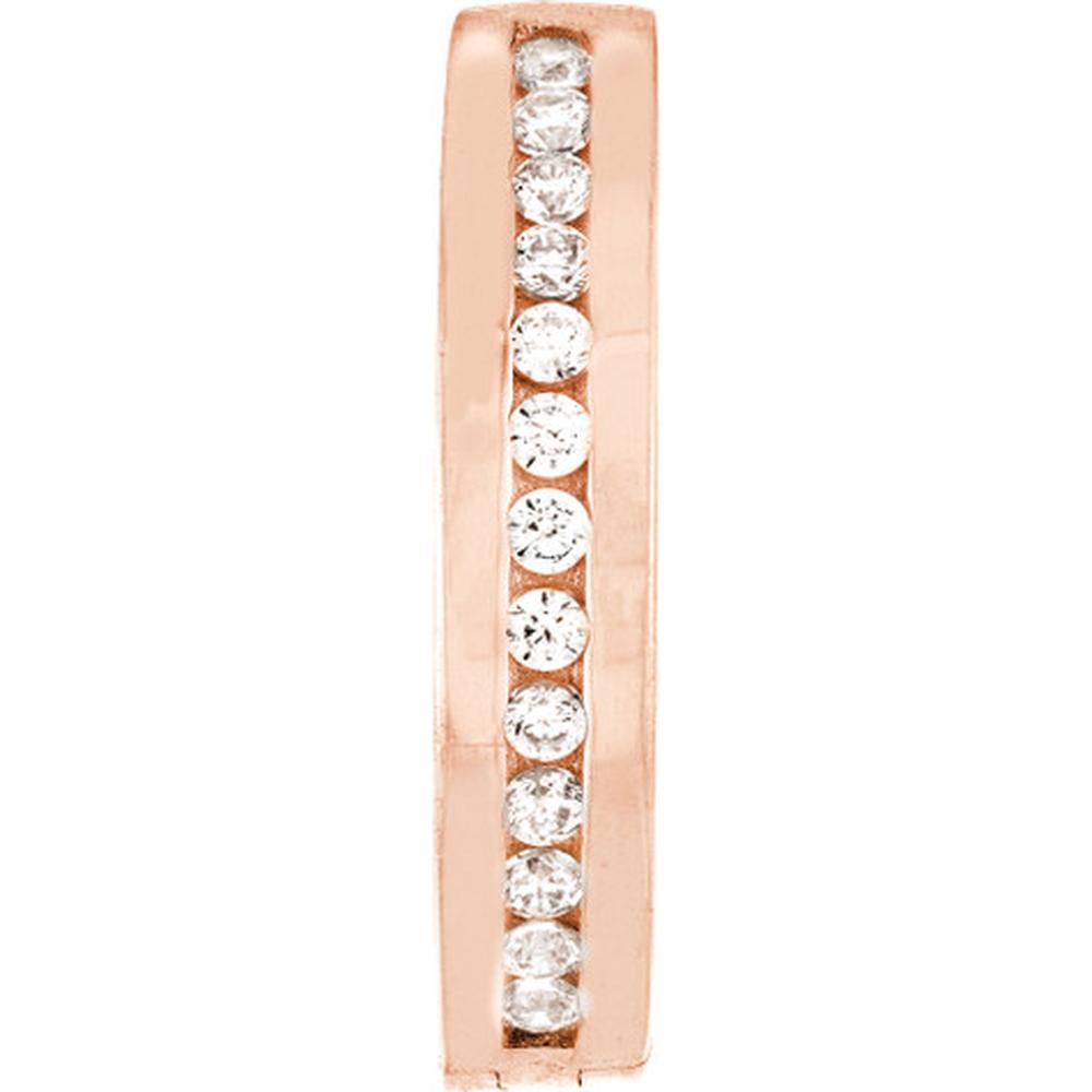 Olas d'Oro - 14K Rose Gold Reversible CZ Hoop Earrings with Snap-Lock Clasp - 2.20 Grams Total Weight