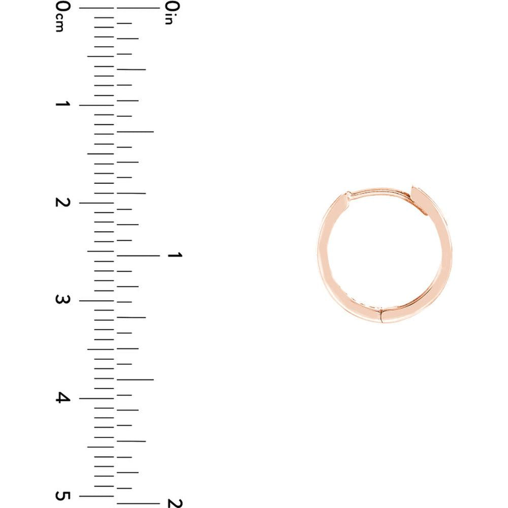Olas d'Oro - 14K Rose Gold Reversible CZ Hoop Earrings with Snap-Lock Clasp - 2.20 Grams Total Weight