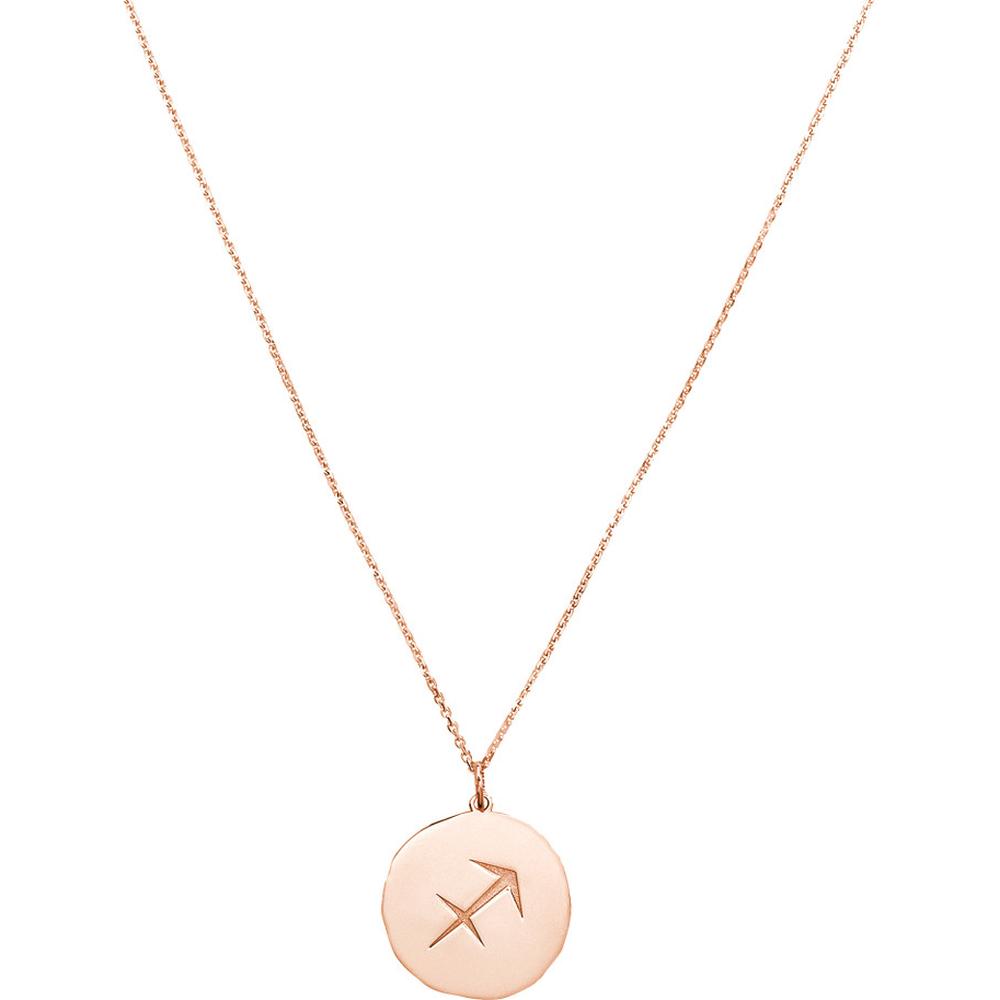 Olas d'Oro - 14K Rose Gold Sagittarius Organic Disc Pendant Necklace - 3.10 Grams