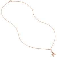 Olas d'Oro - 14K Rose Gold Script "A" Initial Necklace with 1.7mm Diamond Bezel - 0.02 Carat Total Diamond Weight