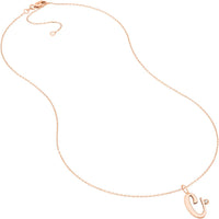 Olas d'Oro - 14K Rose Gold Script "C" Initial Necklace with 0.02 Carat Diamond Bezel