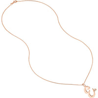 Olas d'Oro - 14K Rose Gold Script E Initial Necklace with Diamond Bezel - 0.02 Carat Total Diamond Weight
