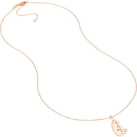 Olas d'Oro - 14K Rose Gold Script 'G' Necklace with 1.7mm Diamond Bezel - 0.02 Carat Total Diamond Weight
