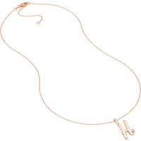 Olas d'Oro - 14K Rose Gold Script 'H' Diamond Bezel Necklace with Adjustable Chain - 0.02 Carat Total Diamond Weight