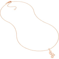 Olas d'Oro - 14K Rose Gold Script 'J' Initial Necklace with Diamond Bezel - 0.02 Carat Diamond Weight