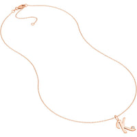 Olas d'Oro - 14K Rose Gold Script 'K' Diamond Bezel Necklace - 0.02 Carat Total Diamond Weight