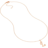 Olas d'Oro - 14K Rose Gold Script 'L' Necklace with Diamond Bezel Pendant - 0.02 Carat Diamond Weight