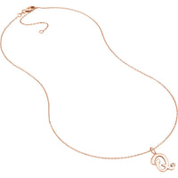 Olas d'Oro - 14K Rose Gold Script 'Q' Necklace with Diamond Bezel - 0.02 Carat Total Diamond Weight