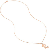 Olas d'Oro - 14K Rose Gold Script 'R' Pendant Necklace with Diamond Bezel - 0.02 Carat Total Diamond Weight