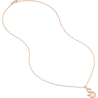 Olas d'Oro - 14K Rose Gold Script 'S' Diamond Bezel Necklace with Adjustable Chain - 0.02 Carat Diamond