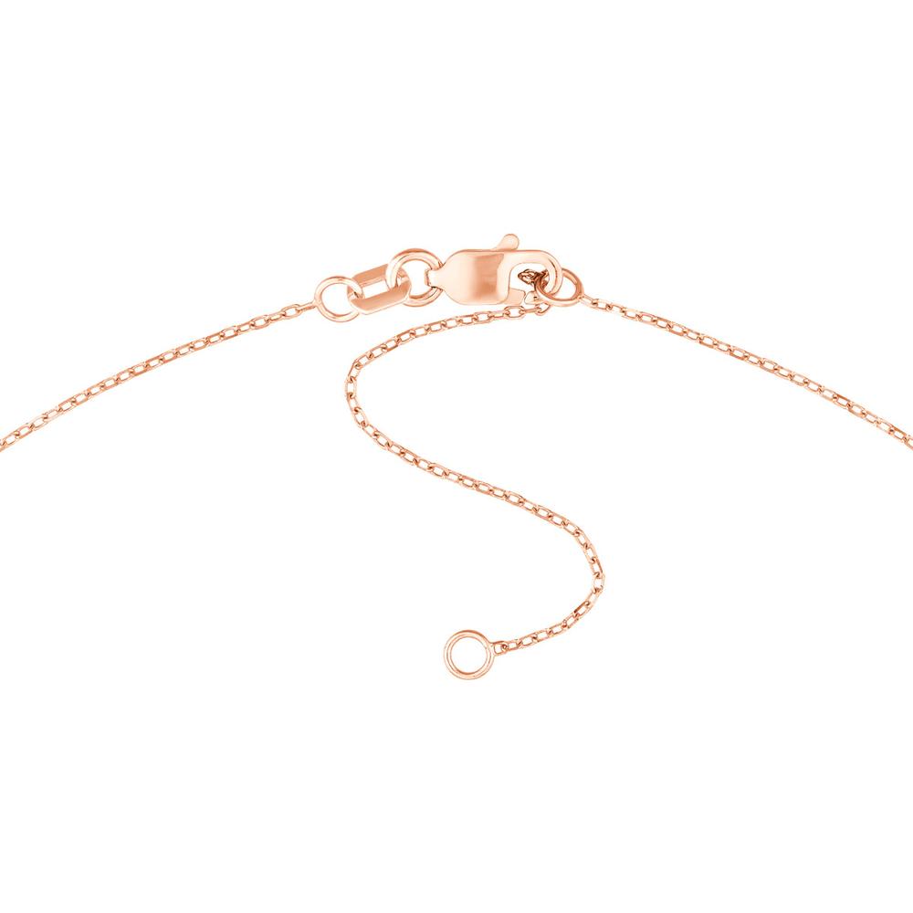 Olas d'Oro - 14K Rose Gold Script U Pendant Necklace with Bezel Set Diamond - 0.02 Carat Diamond