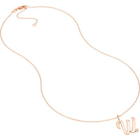 Olas d'Oro - 14K Rose Gold Script 'W' Necklace with 1.7mm Diamond Bezel - 0.02 Carat Diamond Total Weight