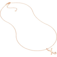 Olas d'Oro - 14K Rose Gold Script 'X' with Diamond Bezel Pendant Necklace - 0.02 Carat Diamond
