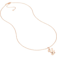 Olas d'Oro - 14K Rose Gold Script 'Y' Necklace with Bezel-Set Diamond - 0.02 Carat Total Diamond Weight