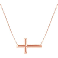 Olas d'Oro - 14K Rose Gold Sideways Cross Adjustable Necklace - 16-18 inch Chain