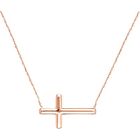 Olas d'Oro - 14K Rose Gold Sideways Cross Adjustable Necklace - 2.29g Total Weight