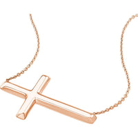 Olas d'Oro - 14K Rose Gold Sideways Cross Adjustable Necklace - 2.29g Total Weight