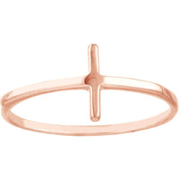 Olas d'Oro - 14K Rose Gold Sideways Cross Ring - Size 7