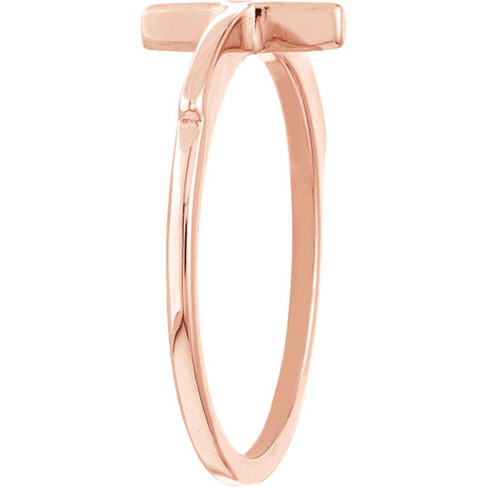 Olas d'Oro - 14K Rose Gold Sideways Cross Ring - Size 7