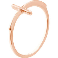 Olas d'Oro - 14K Rose Gold Sideways Cross Ring - Size 8, 1.50 Grams