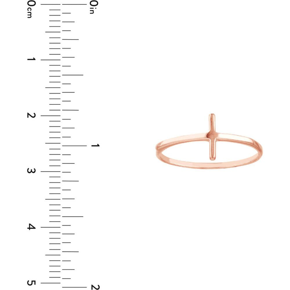 Olas d'Oro - 14K Rose Gold Sideways Cross Ring - Size 8, 1.50 Grams