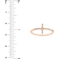 Olas d'Oro - 14K Rose Gold Sideways Cross Ring with Diamonds - 1/6 Carat Total Diamond Weight
