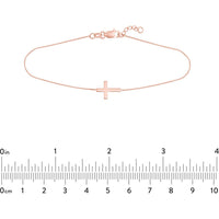 Olas d'Oro - 14K Rose Gold Sideways Mini Cross Adjustable Bracelet