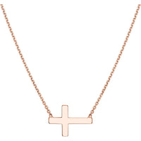 Olas d'Oro - 14K Rose Gold Sideways Mini Cross Adjustable Necklace