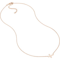 Olas d'Oro - 14K Rose Gold Sideways Mini Cross Adjustable Necklace