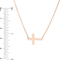 Olas d'Oro - 14K Rose Gold Sideways Mini Cross Adjustable Necklace