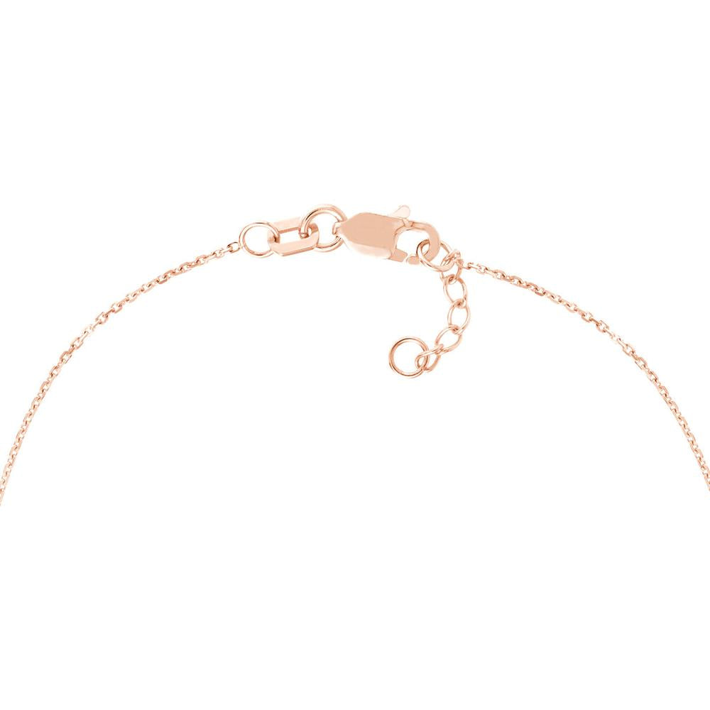 Olas d'Oro - 14K Rose Gold Sideways Mini CZ Cross Adjustable Bracelet - 1.21 Grams Total Weight